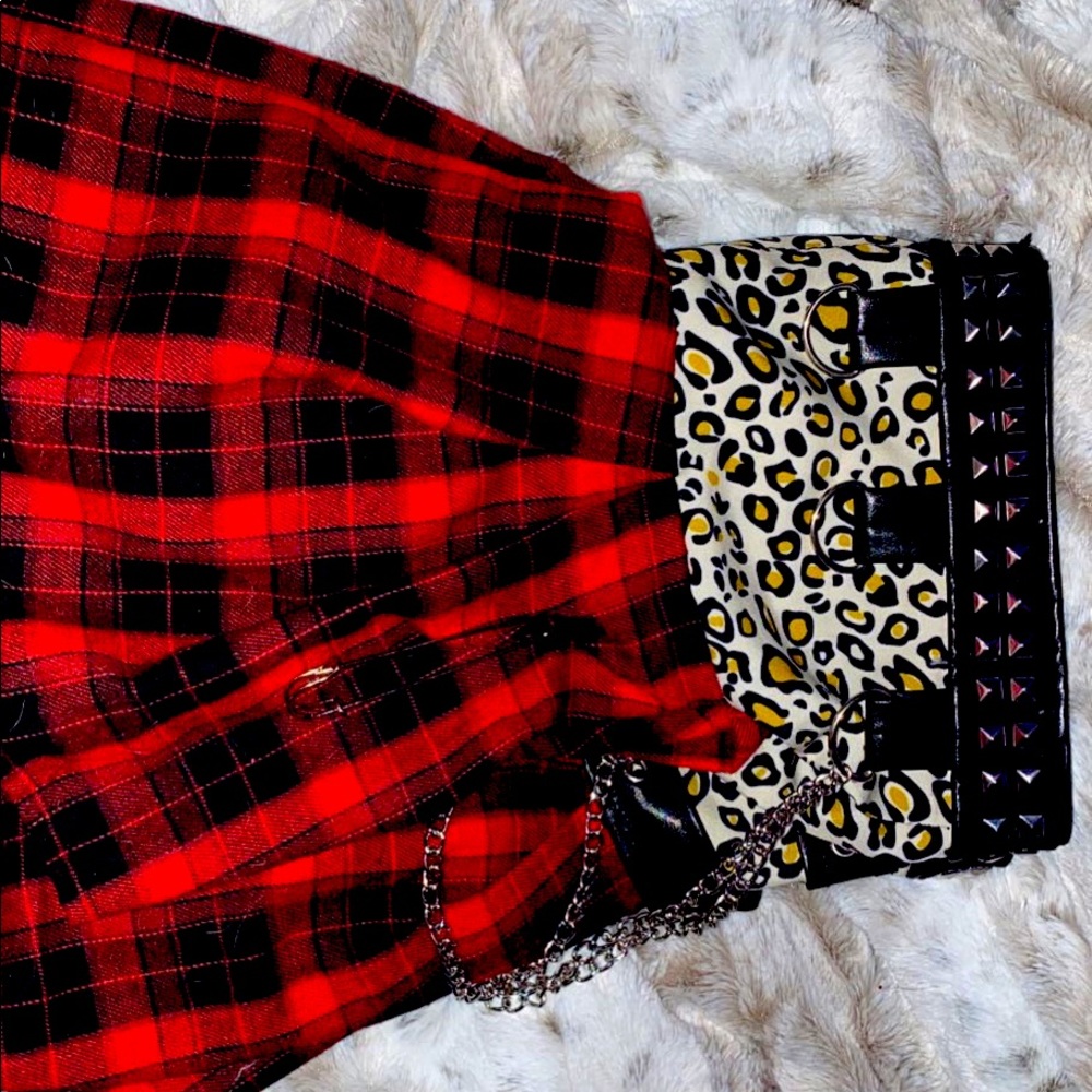 Tripp NYC Women's Plaid And Leopard Skirt